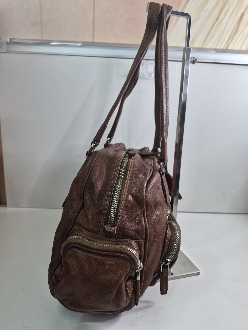 Prada Cargo Brown Leather Shoulder Bag - Picture 4 of 12